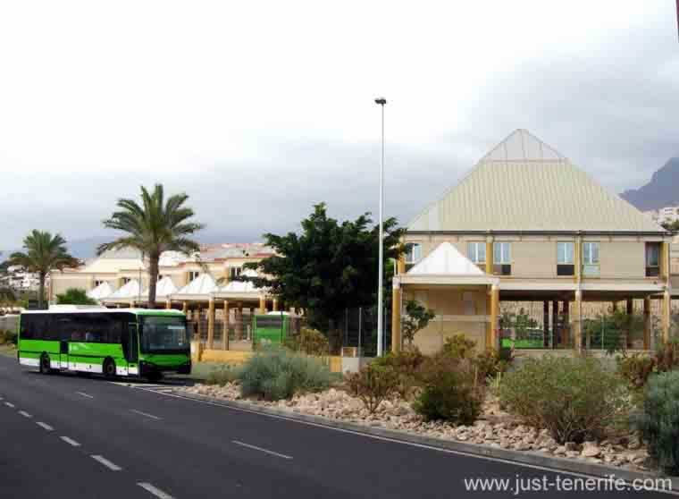 Titsa bus entering the Costa Adeje bus station