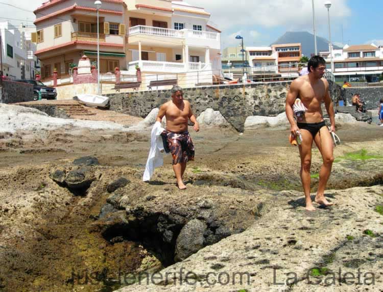 Walking over the rock for a Swim